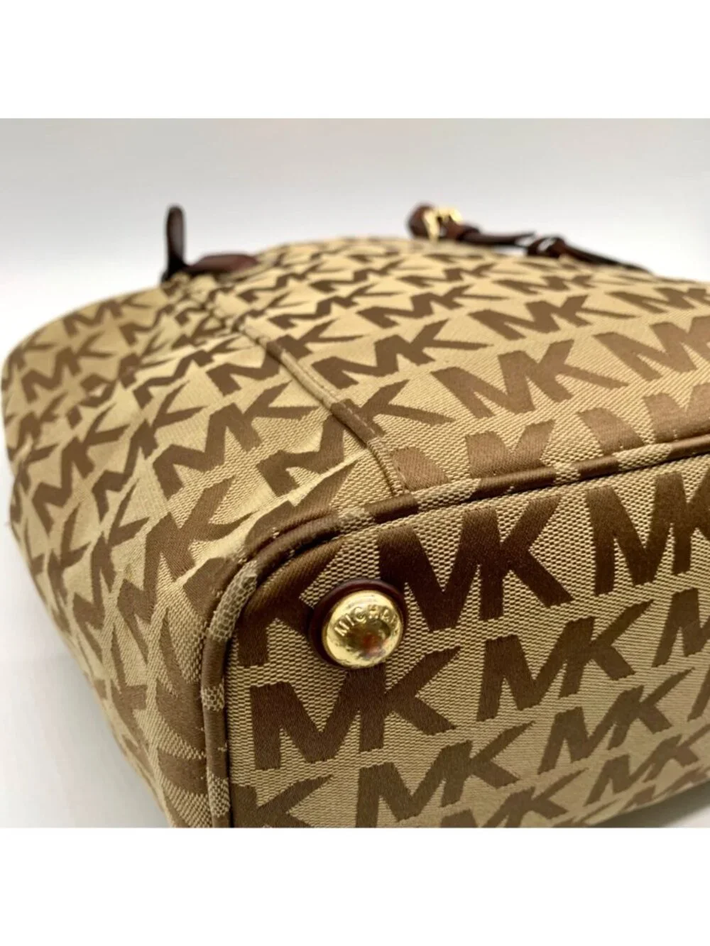 Michael Kors Beige Jet Set Signature Jacquard Tote Bag